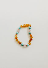 Load image into Gallery viewer, Raw Honey Baltic Amber and Natural Turquoise + Rose Quartz || Anklet or Bracelet