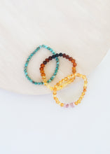 Load image into Gallery viewer, Natural Turquoise + Ombre + Raw Amber with Rose Quartz || Adult Bracelet Set