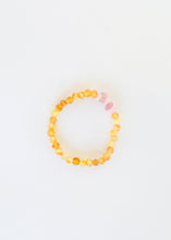 Load image into Gallery viewer, Raw Honey Baltic Amber + Raw Rose Quartz || Adult Bracelet