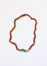 Load image into Gallery viewer, Raw Cognac Baltic Amber + Raw Aventurine || Necklace