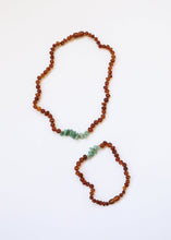 Load image into Gallery viewer, Raw Cognac Baltic Amber + Raw Aventurine || Necklace