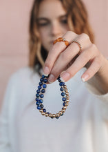 Load image into Gallery viewer, Lapis Lazuli : 14k Gold Filled Beaded Sun + Moon || Stretch Bracelets