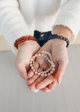 Load image into Gallery viewer, Rose Quartz : 14k Gold Filled Sun + Moon || Stretch Bracelets