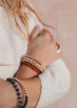 Load image into Gallery viewer, Lapis Lazuli : 14k Gold Filled Beaded Sun + Moon || Stretch Bracelets