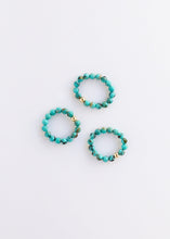 Load image into Gallery viewer, Natural Turquoise + 14k Gold Filled + Honey Amber || Ring Set Trio ||