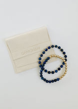 Load image into Gallery viewer, Lapis Lazuli : 14k Gold Filled Beaded Sun + Moon || Stretch Bracelets