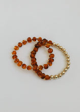 Load image into Gallery viewer, Baltic Sea Amber : 14k Gold Filled Beaded Sun + Moon || Adult Bracelets