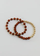 Load image into Gallery viewer, Red Jasper : 14k Gold Filled Sun + Moon || Stretch Bracelets