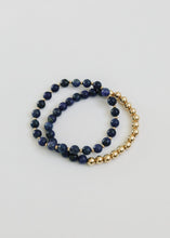 Load image into Gallery viewer, Lapis Lazuli : 14k Gold Filled Beaded Sun + Moon || Stretch Bracelets