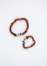 Load image into Gallery viewer, Raw Cognac Baltic Amber + Raw CHAKRA Crystals || Adult Bracelet