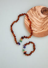 Load image into Gallery viewer, Raw Cognac Baltic Amber + Raw CHAKRA Crystals || Anklet or Bracelet