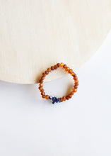 Load image into Gallery viewer, Raw Cognac Baltic Amber + Lapis Lazuli || Adult Stretch Bracelet