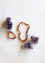 Load image into Gallery viewer, Polished Cognac Baltic Amber + Amethyst || Necklace