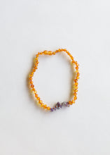 Load image into Gallery viewer, Raw Honey Baltic Amber + Raw Amethyst || Necklace