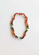 Load image into Gallery viewer, Raw Cognac Baltic Amber || Lava + Jade + Agate || Necklace
