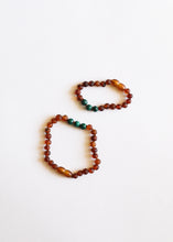 Load image into Gallery viewer, Raw Cognac Baltic Amber + Malachite || Anklet or Bracelet