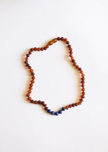 Load image into Gallery viewer, Raw Cognac Baltic Amber + Lapis Stone Necklace