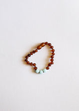 Load image into Gallery viewer, Raw Cognac Baltic Amber + Amazonite || Anklet or Bracelet