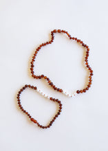 Load image into Gallery viewer, Raw Cognac Baltic Amber + Moonstone || Necklace Set