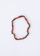 Load image into Gallery viewer, Raw Cognac Baltic Amber + Lapis Lazuli || Halo Necklace ||