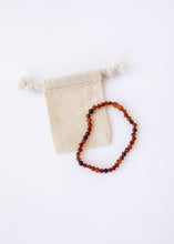 Load image into Gallery viewer, Raw Cognac Baltic Amber + Amethyst || Halo Necklace ||