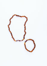 Load image into Gallery viewer, Raw Cognac Baltic Amber + Mookaite Jasper || Adult Stretch Bracelet