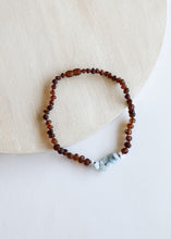 Load image into Gallery viewer, Raw Cognac Baltic Amber + Aquamarine || Necklace