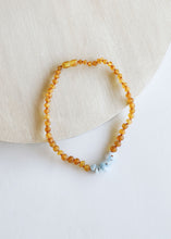 Load image into Gallery viewer, Raw Honey Baltic Amber + Aquamarine || Necklace