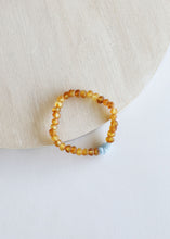 Load image into Gallery viewer, Raw Honey Baltic Amber + Aquamarine || Adult Bracelet