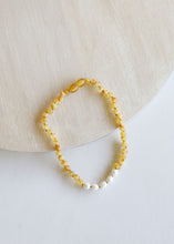 Load image into Gallery viewer, Raw Honey Baltic Amber + Pearl || Necklace