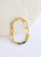Load image into Gallery viewer, Raw Honey Baltic Amber + Raw Turquoise Jasper || Necklace