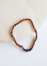 Load image into Gallery viewer, Raw Cognac Baltic Amber + Raw Lapis || Necklace