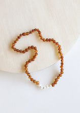 Load image into Gallery viewer, Raw Cognac Baltic Amber + Pearls || Necklace