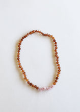 Load image into Gallery viewer, Raw Cognac Baltic Amber + Raw Rose Quartz || Necklace
