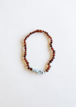 Load image into Gallery viewer, Raw Cognac Baltic Amber + Aquamarine || Necklace