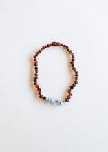 Load image into Gallery viewer, Raw Cognac Baltic Amber + Aquamarine  || Necklace Set