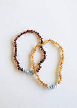 Load image into Gallery viewer, Raw Cognac Baltic Amber + Aquamarine || Necklace
