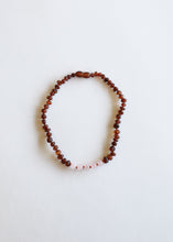 Load image into Gallery viewer, Raw Cognac Baltic Amber + Rose Quartz || Necklace Set