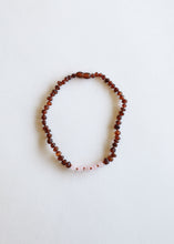 Load image into Gallery viewer, Raw Cognac Baltic Amber + Rose Quartz || Necklace