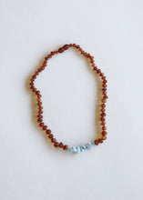 Load image into Gallery viewer, Raw Cognac Baltic Amber + Aquamarine || Necklace