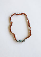 Load image into Gallery viewer, Raw Cognac Baltic Amber + Raw Turquoise Jasper || Necklace