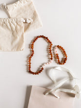 Load image into Gallery viewer, Raw Cognac Baltic Amber + Rose Quartz || Kids Set ||