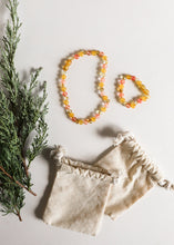 Load image into Gallery viewer, Polished Honey Baltic Amber + Honeysuckle Gemstones || Kids Set ||