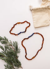 Load image into Gallery viewer, Raw Cognac Baltic Amber + Lapis || Necklace Set