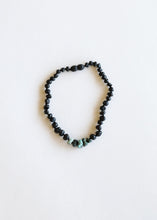 Load image into Gallery viewer, Raw Black Baltic Amber + Raw Turquoise Jasper Necklace