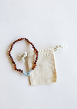 Load image into Gallery viewer, Raw Cognac Baltic Amber + Aquamarine || Necklace