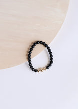 Load image into Gallery viewer, Pure Shungite + 14K Gold Filled Trio || Adult Stretch Bracelet