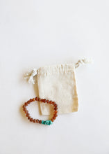 Load image into Gallery viewer, Raw Cognac Baltic Amber + Raw Amazonite || Adult Bracelet