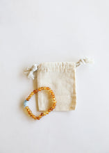 Load image into Gallery viewer, Raw Honey Baltic Amber + Aquamarine || Adult Bracelet