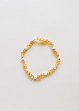 Load image into Gallery viewer, Raw Honey Baltic Amber + Pearl Halo || Anklet or Bracelet